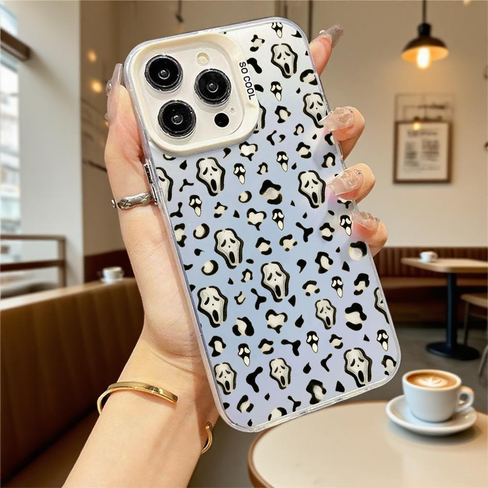 Ghost Face Pattern Shockproof Phone Case for Iphone 16 15 14 13 12 11 Pro Max/Mini Anti-Scratch Premium Hard Cover