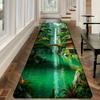 Zen Oriental Mountain Waterfall Landscape Runner Mat Anti Slip Washable Rug For Hallway Front Door Green Nature Home Deco