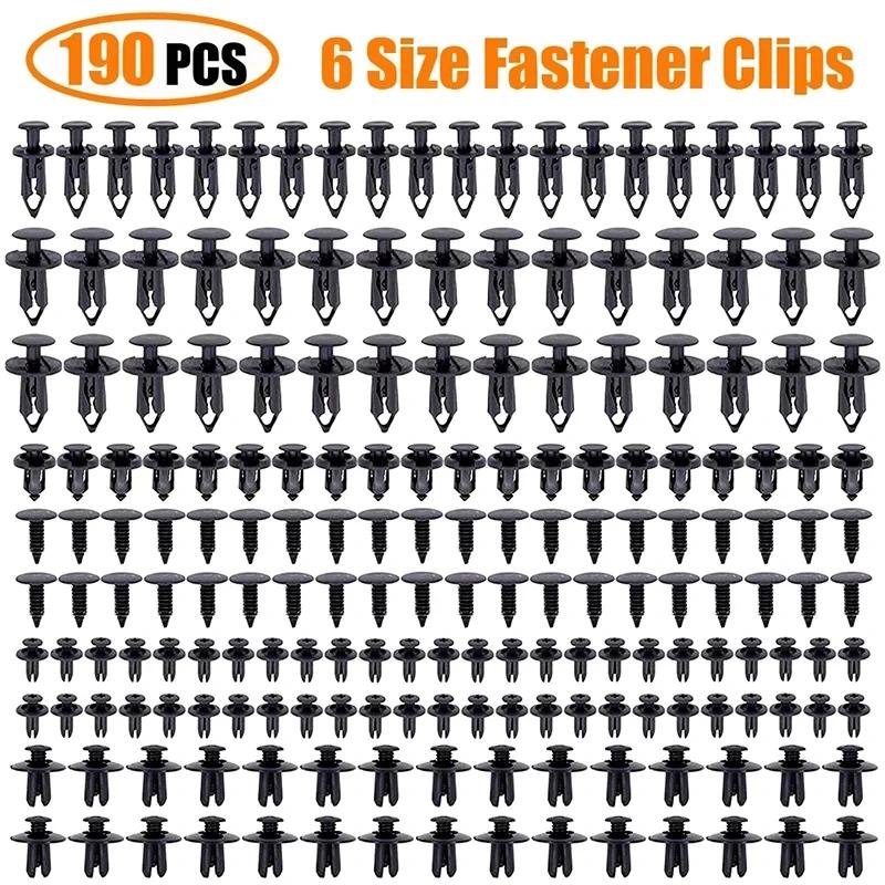 

Car Interior Fastener Kit – 190 PCS ABS Push Rivets in 6 Sizes, Fixes Loose Door Panels, Bumpers & Trim, No Tools Needed чорний
