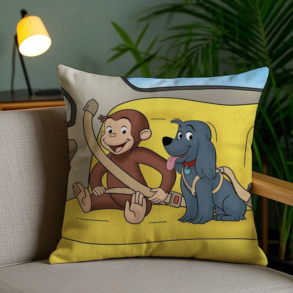 George The Curious Monkey Pillow Case Safe Custom Photo Pillow, Anti-fade Brushed Fleece Cushion, Maternal & Infant Safe.
