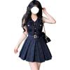 French College Style Sleeveless Blue Dress Children's 2026 New Small Temperament Fluffy Short Skirt Women's