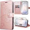 Hybrid Case - BOOLING - for Samsung Galaxy S26 - Pink Leather Effect Butterfly Pattern - 2 Panes