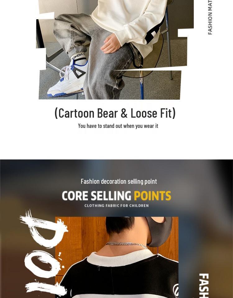 Chłopięca bluza w stylu streetowym na wiosnę 2024 dla dzieci - Modny top dla chłopców w średnim i dużym wieku
