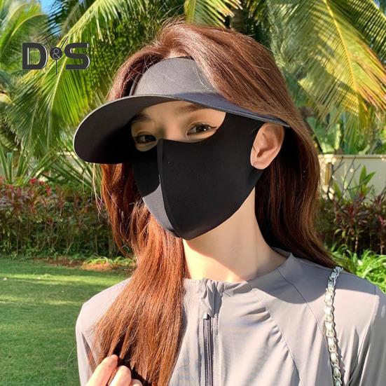 Sunscreen Face Guard Ice Silk Breathable Holes Sun Protection Hat Wide Brim Design Fastener Tape Face Guard