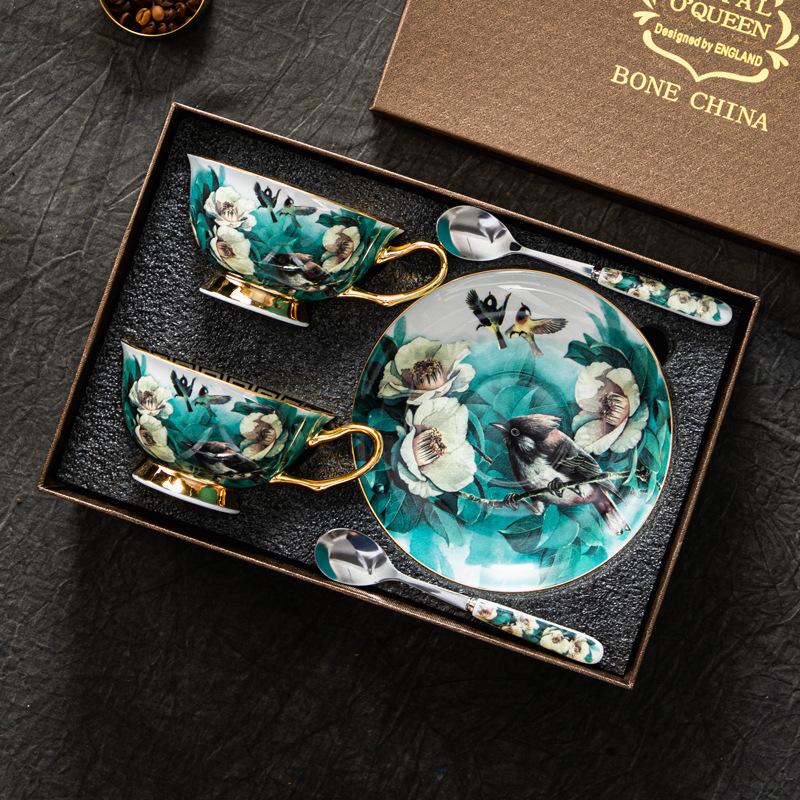 European Coffee Cup Afternoon Tea Tea Set Elegant Bone China Cup Saucer Spoon Set Mugs Coffee Cups