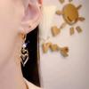 Boucles d'oreilles pendantes en forme de cœur à double couche de luxe pour femmes, bijoux de mariage coréen en cristal strass