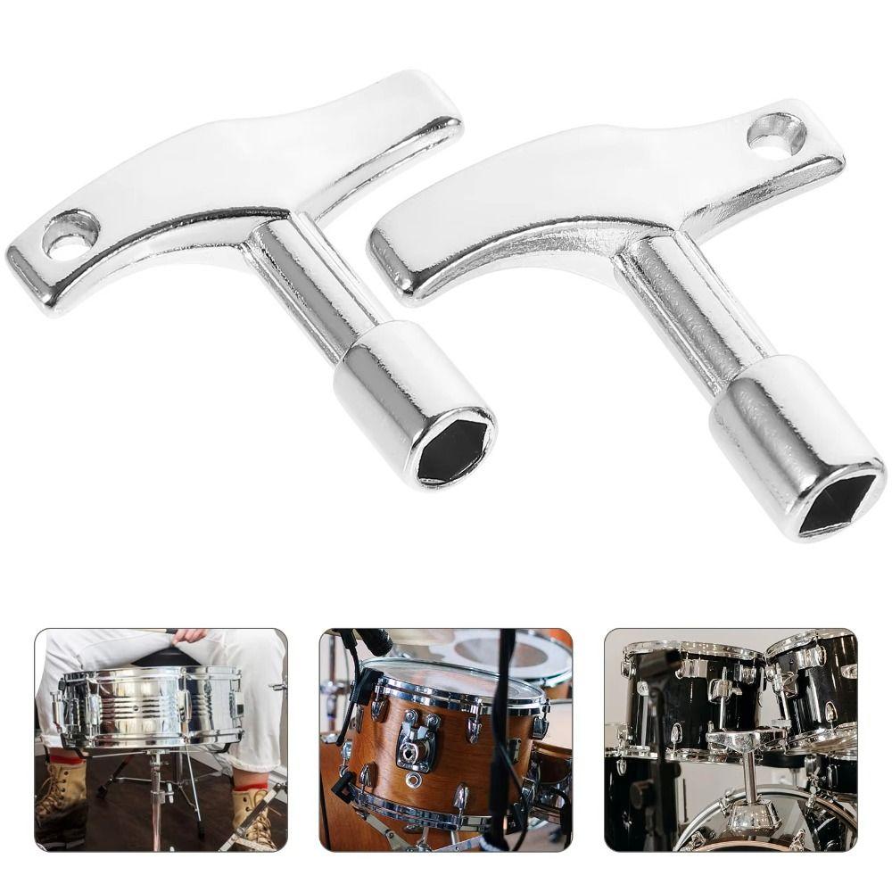 2PCS Zinc Alloy Drum Keys Square/Hexagonal Drum Key Tuner Practical Acoustic Drum Tools