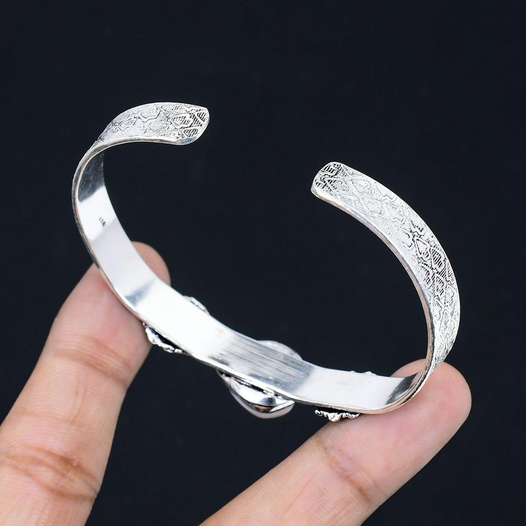 Daughters Day Sale Pink Opal Gemstone Sister Birthday Bangle Jewelry 925 Silver