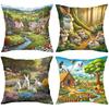 Enchanting Farm And Forest Bunny Pattern Decorative Pillows Polyester pillowcase, sofa decorative cushion cov Headboard Pillow