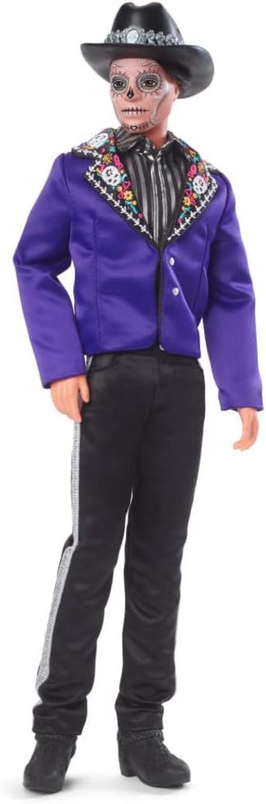 

Кукла Barbie 2023 Dia de Muertos Ken Día De Muertos День мертвых коллекционная с синей курткой, черной шляпой и подставкой для куклы [б/у]