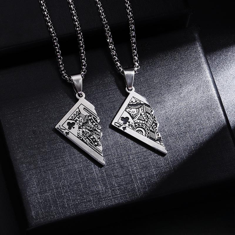 

Original European and American Poker Q/K Pendant Necklace Trendy Men and Women
