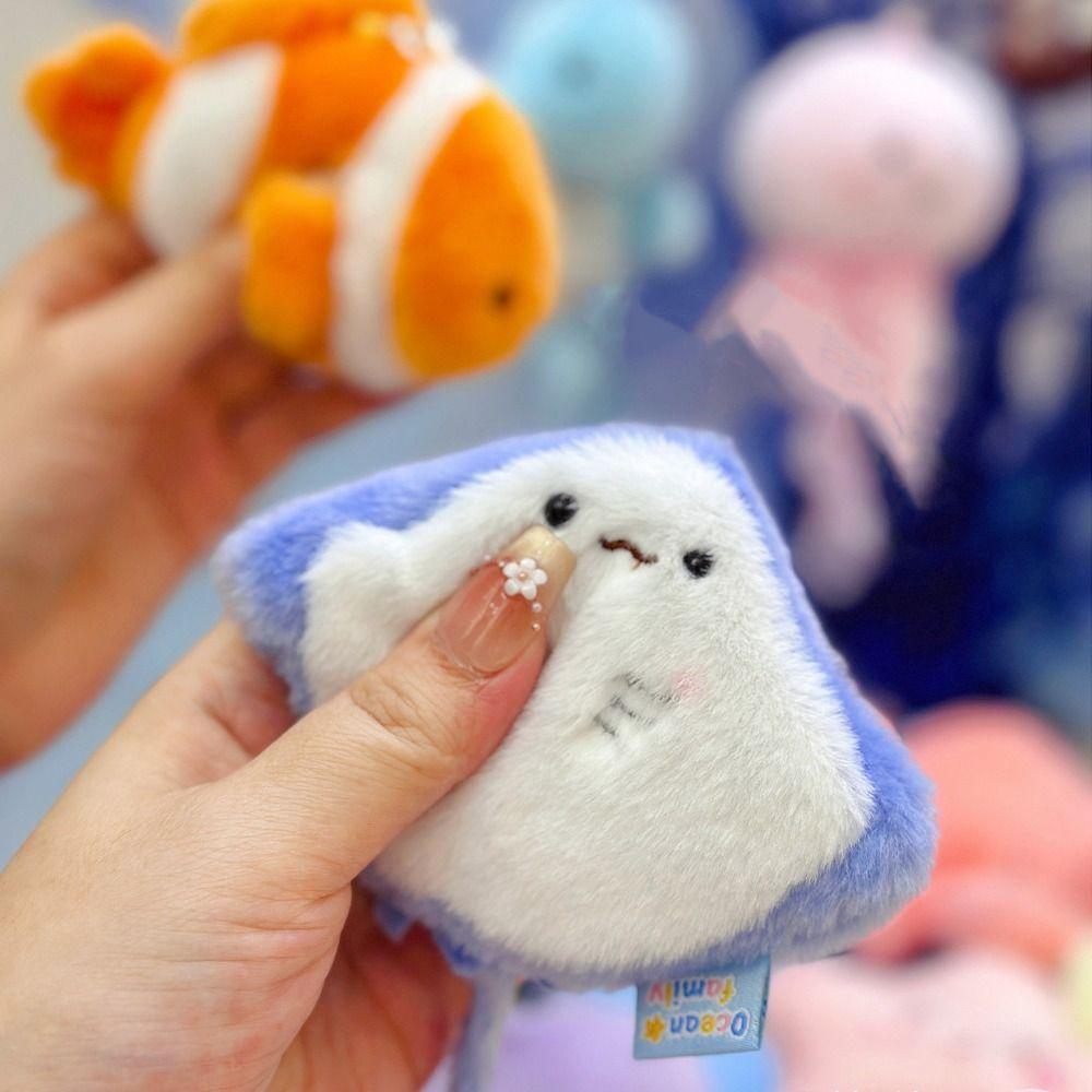 Small Turtle Ocean Animal Plush Keychain Kawaii Press Sound Pendant  Home Decor