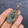 Natural Prehnite Gemstone Handmade Copper Eire Wrap Jewelry Pendant 2.48" l1U83