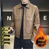 Chaqueta de Cuero con Solapa Ajustada para Hombre Otoño Invierno 2025 - Ropa Exterior Casual