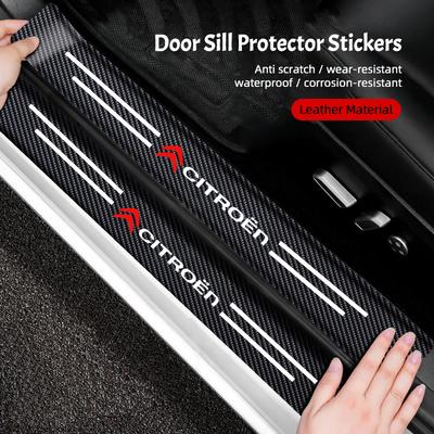 Carbon Fiber Car Door Plate Threshold Protector Sticker For C4 C3 C5 C1 Jumpy Saxo Berlingo Grand Picasso Cactus C2