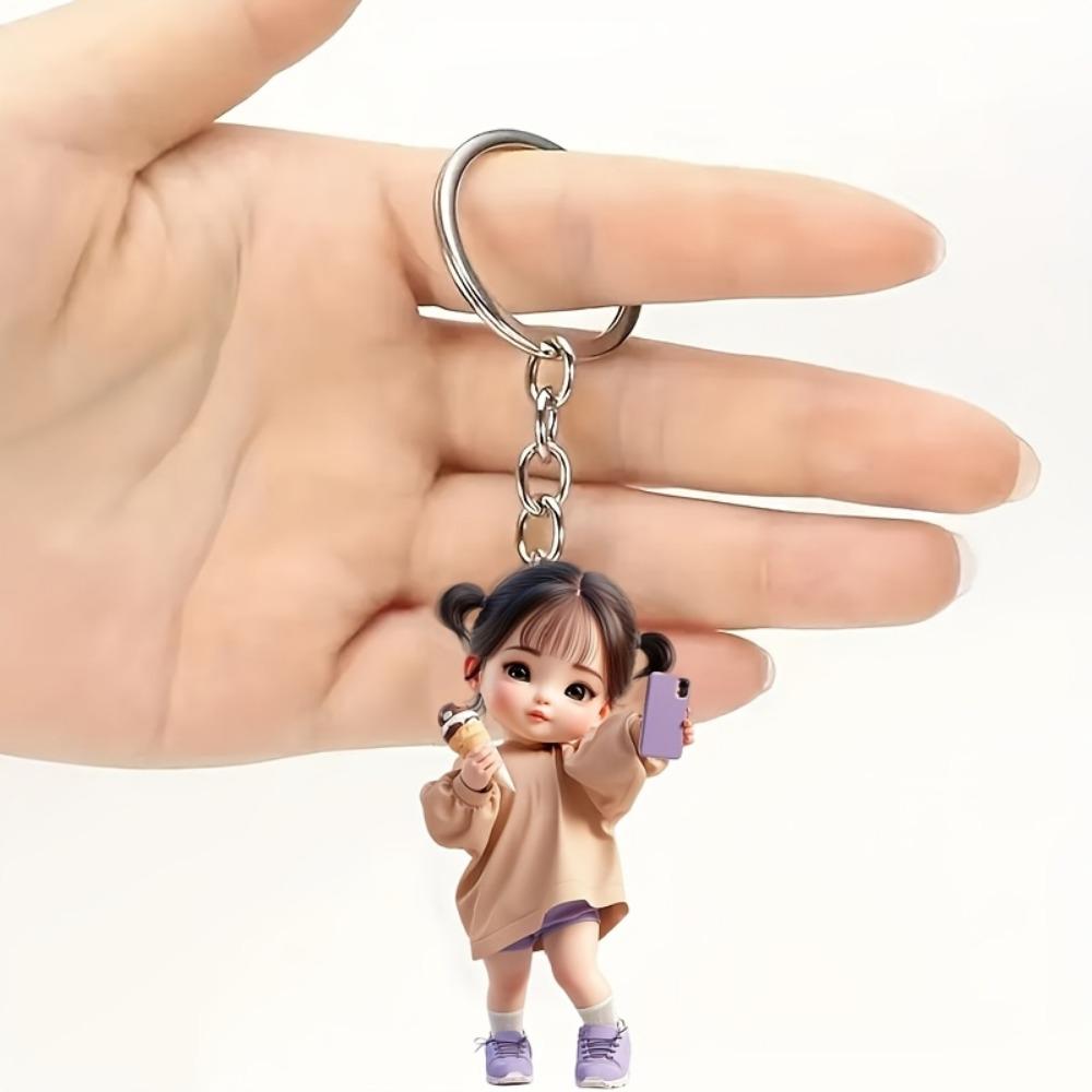 2D plochý akrylový přívěsek na klíče s roztomilým dívčím vzorem, přívěsek na klíče s motivem Díkůvzdání, Vánoce, Halloween, přívěsek na klíče s motivem svátečních dárků, dárek, batoh, přívěsek