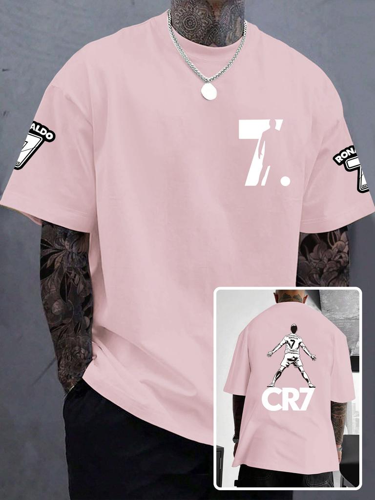 Tricou de vară pentru bărbați, versiune largă, cu imprimeu fotbalistic CR7, casual, cu gât rotund, tricou casual sport pentru bărbați și femei