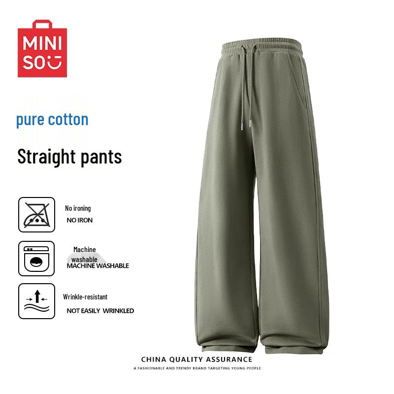 

MINISO Men s Heavyweight Straight-Leg Cotton Casual Pants 2XL
