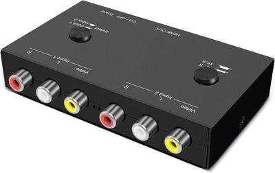 SAIZHUO 2 AV HDMI 2 Way RCA Composite CVBS AV Switch HDMI Video Audio Converter Adapter Compatible with Switch for Sega Xbox PS2 PS3 N64 NGC SNES WII
