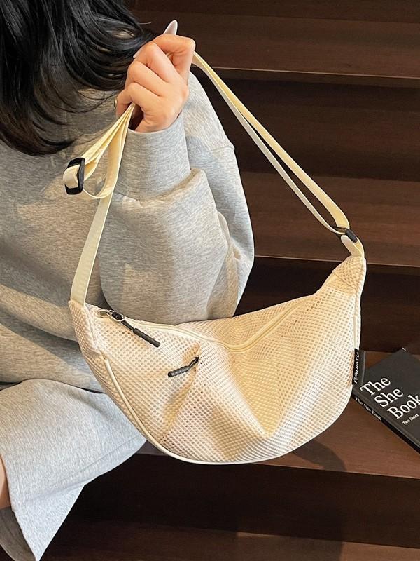 Minimalist Outdoor Single Shoulder Bag With Cable Stitch Urban Style For Daily Use