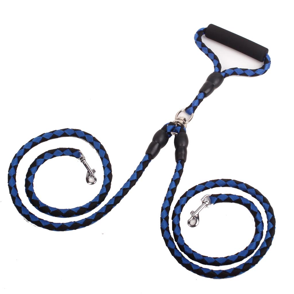 Dog Leash One To Two Pet Leash Double Head Braided Braided PP Round Rope Dog Leash Dog Leash Walking Dog Leash