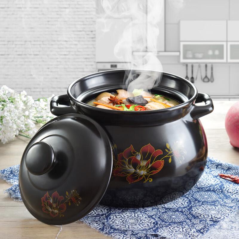 Yalusen Black Red Flower Double-Ear Clay Pot