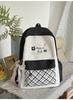 Schoolbag Japanese Contrasting Color Plaid Large Capacity Backpack Cute Bow Pendant Backpack Clock In Photo High Value Schoolbag
