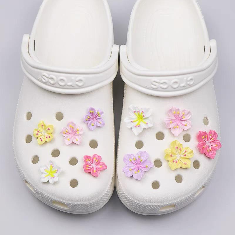 3D Peach & Cherry Blossom Hanfu Clog Accessories - High-End DIY Petal Shoe Flower Buckle