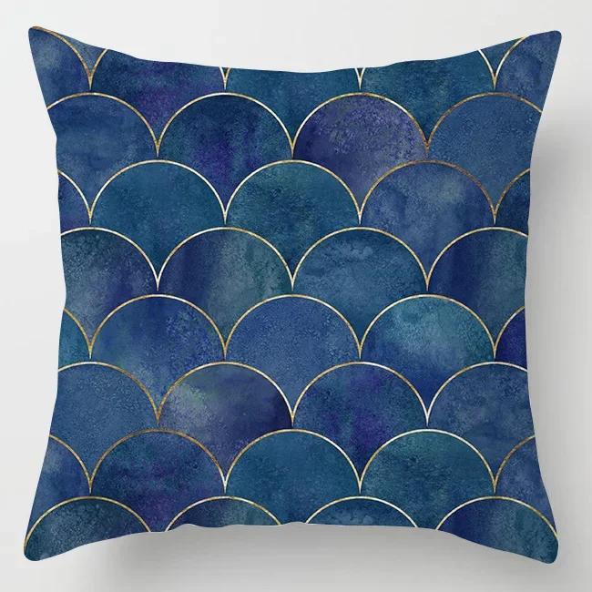 Glitter Marble Agate Cushion Cover Blue Geometry Flower Polyester Throw Pillow Case Car Sofa Decorative Pillowcases Home Decor