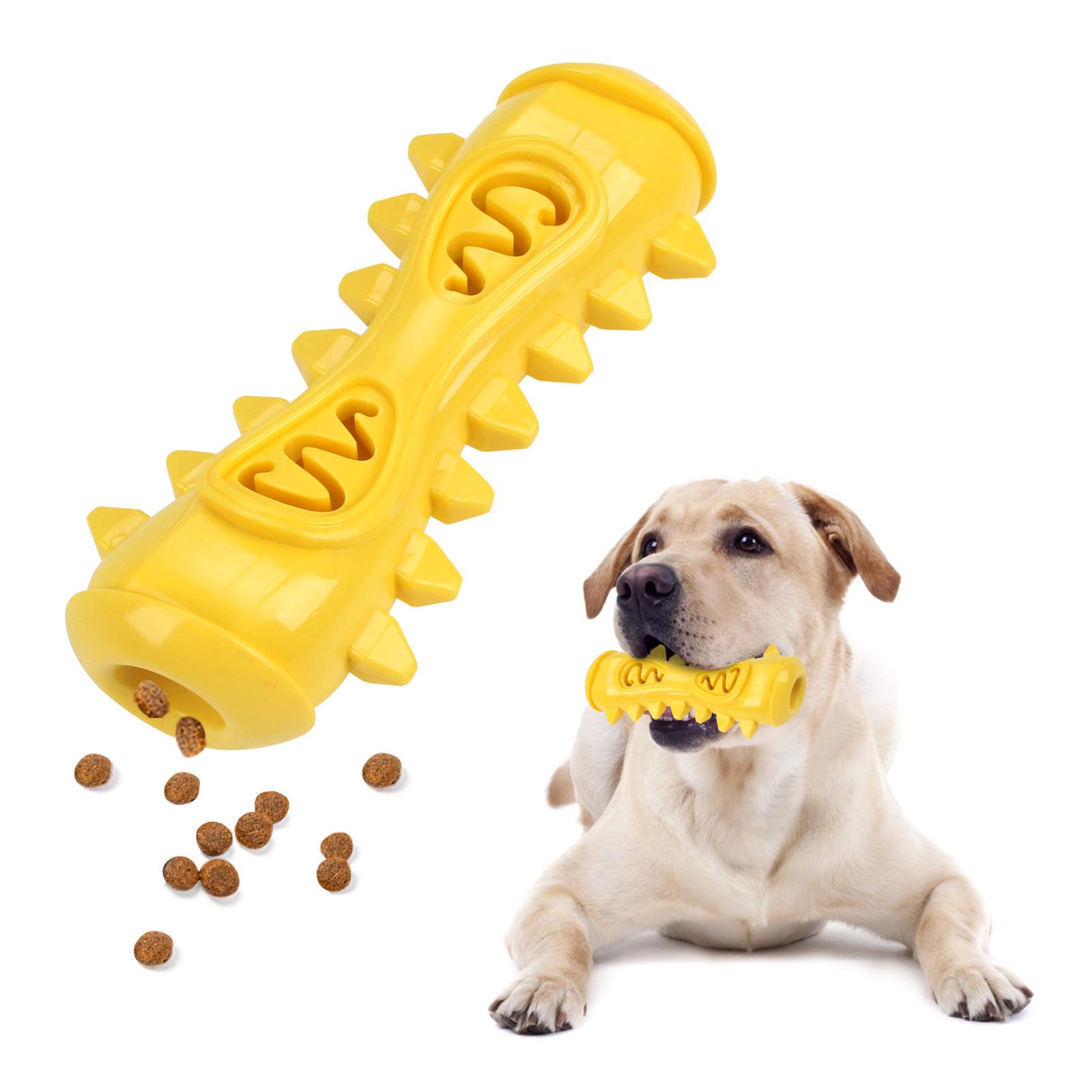 

Bone shape Dog Chewing Toys Teeth Grinding Toys Food Leaker Teeth Cleaning Bite-resistance Interactive Training Pet Supplies жовтий
