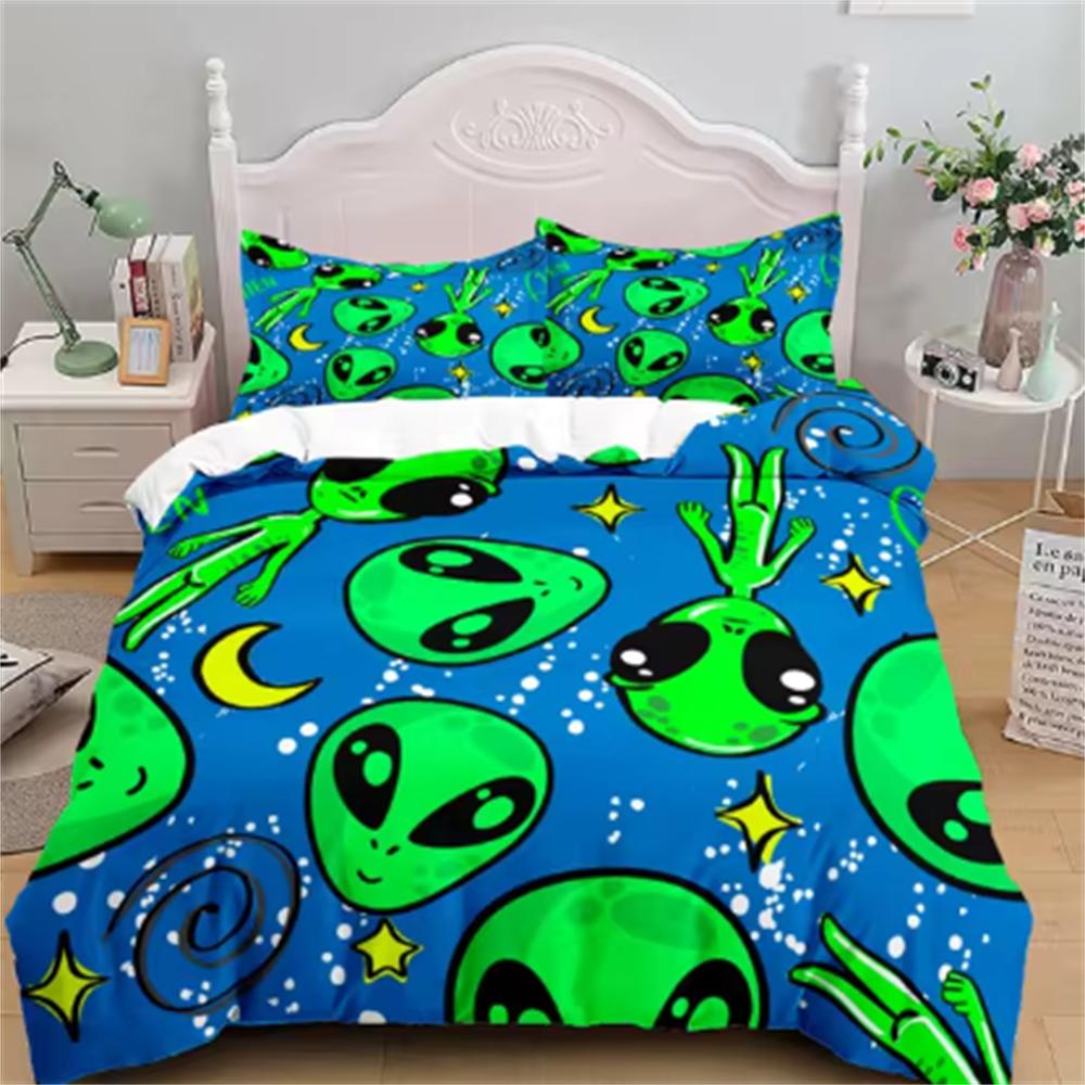

Aliens Children Duvet Cover Set UK Single Double Queen US Twin Full King Size Bed Set AU Double 180x210cm