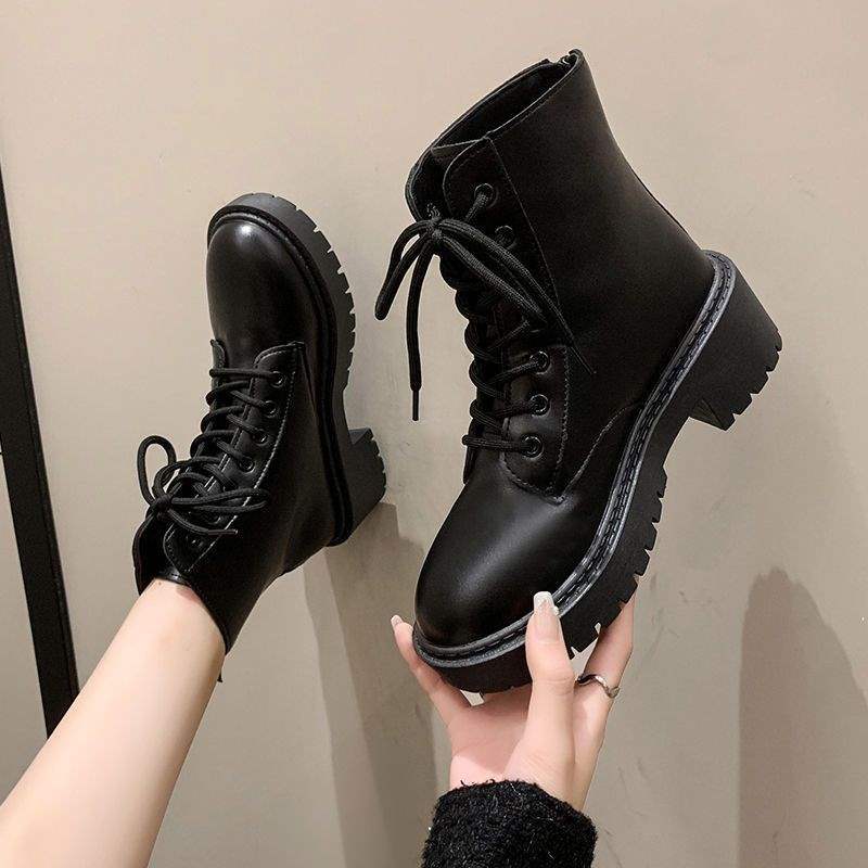 Skinny Martin boots women's 2025 autumn and winter new thick-soled heightening tide casual versatile British style handsome short boots