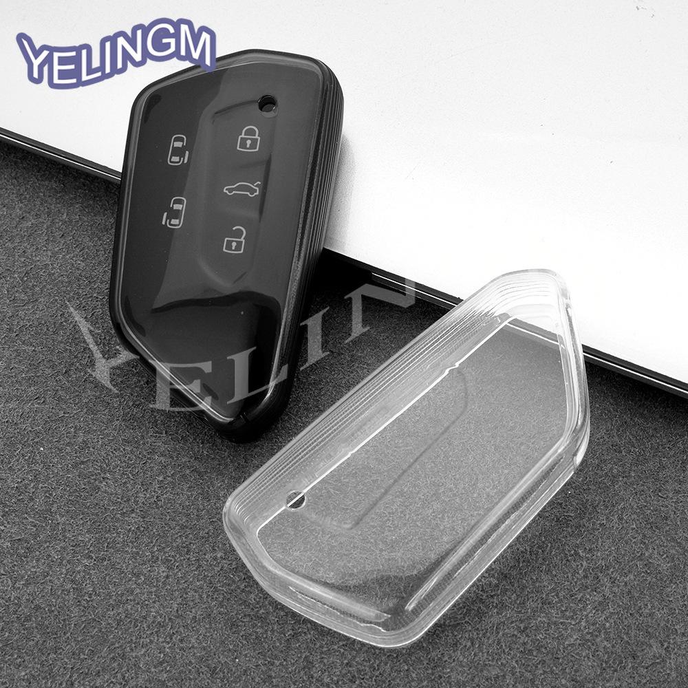 Shell Car Black Tpu Car Key Fob Cover Case Holder For Vw Golf Mk8 Id.4 Car Key Full Cover Key Protective Case