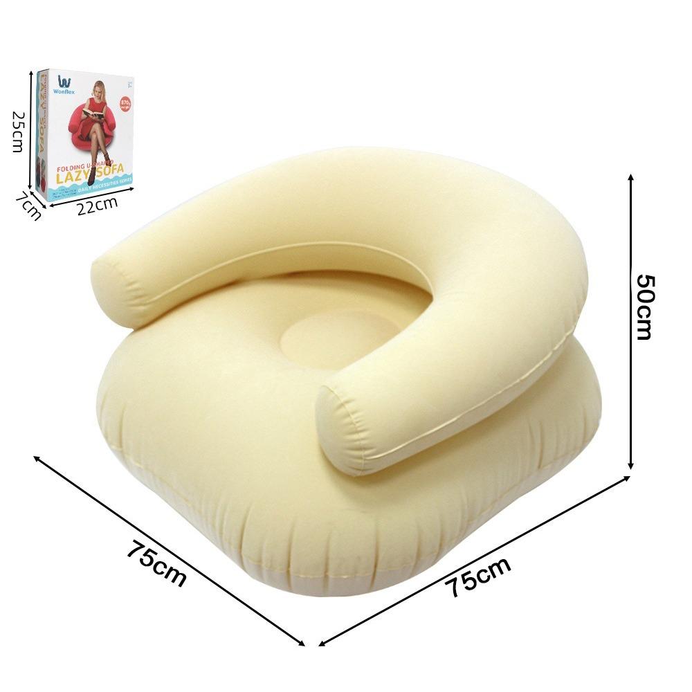 With Backrest U-Shaped Flocking Sofa With Armrests Inflatable Bean Bag Chair Leisure Bean Bag