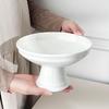 White Ceramic High-Footed Fruit and Dessert Bowl