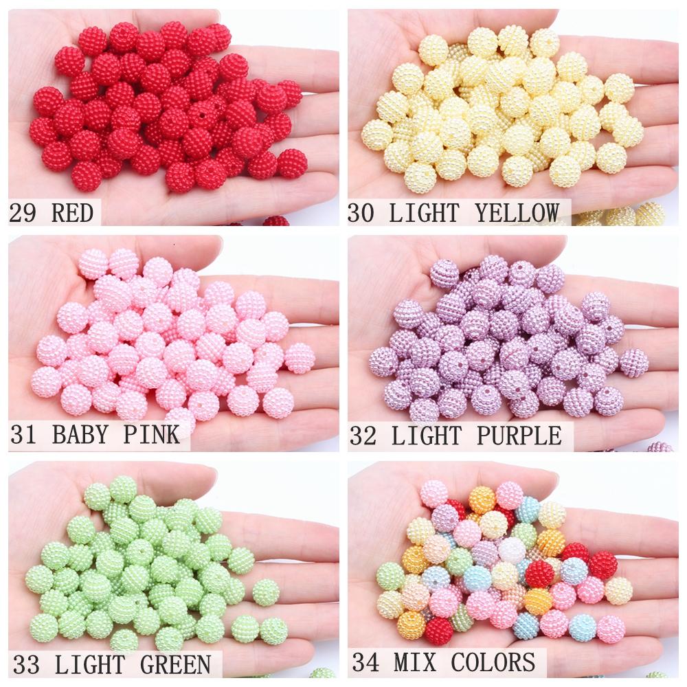 Hot Sale 200pcs 15mm Multicolor Bayberry Perforation Pearl Beads Hole Resin DIY Jewelry Decorations for Dress Making