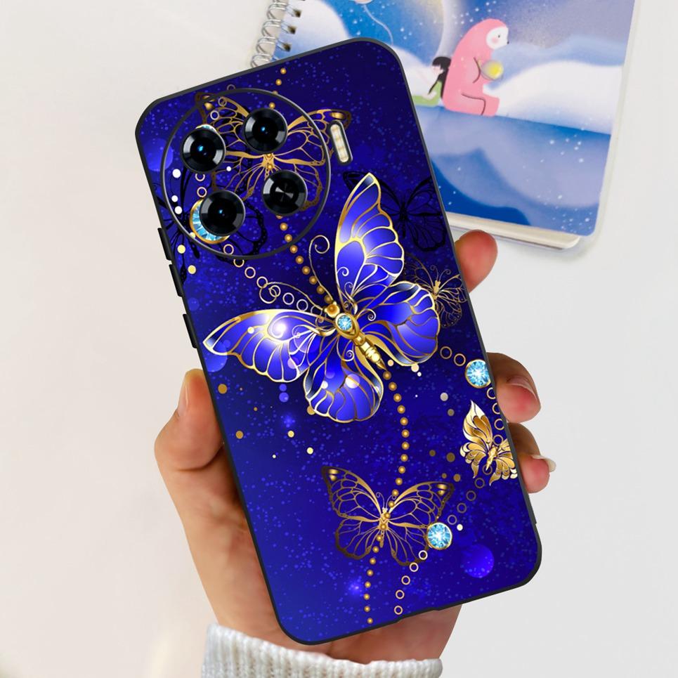 For Tecno Spark 20 Pro Plus Spark 20c 20Pro Phone Case Rose Flower Butterfly Stylish Fashion Soft Matte TPU Silicone Back Cover