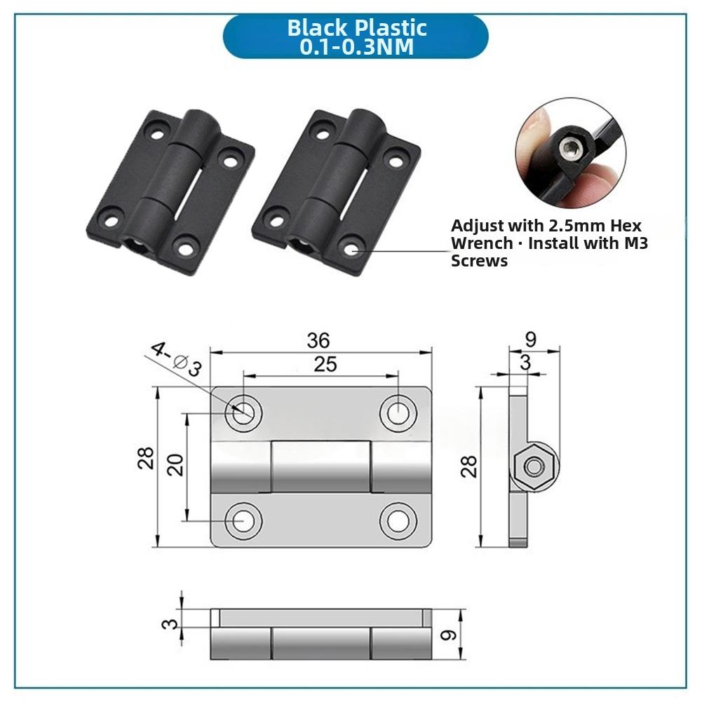 2pcs Hinges DIY Damped Rotary Shaft Adjustable Torque Hinge with Any Stop Positioning for Cabinets Electrical Panels Furniture