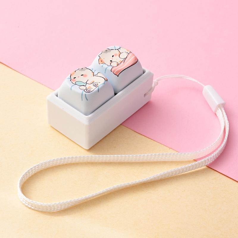 Cute Cartoon Fidget Keycap Keychains Adorable Animal Patterns For Bag Decor Office Stress Relief
