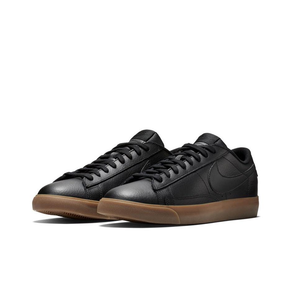 Nike Blazer Low Synthetisches Leder Rutschfeste Skateschuhe Herren Sneakers Schwarz Gummi AQ3597-002
