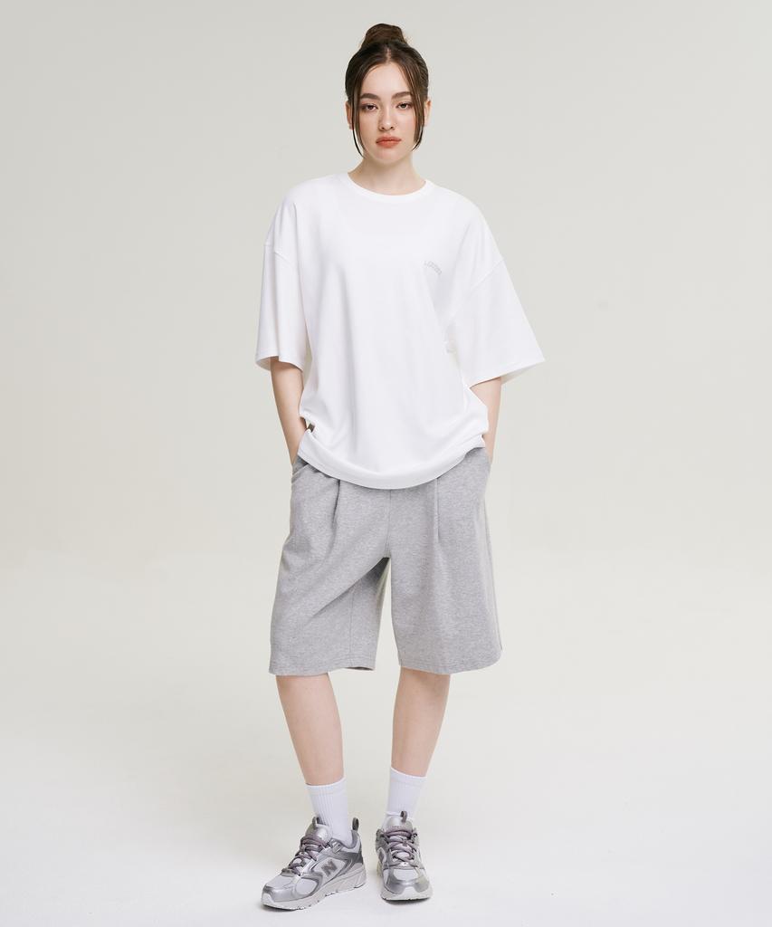 Leijibi One-Pleat Giant Fit Fresh Bermuda Pants W Melange Grey