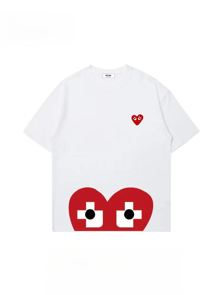 Pure Cotton Love Printing Loose Short-sleeved T-shirt Women's Summer Trend Couple Loose Top Compression Shirt Vszap