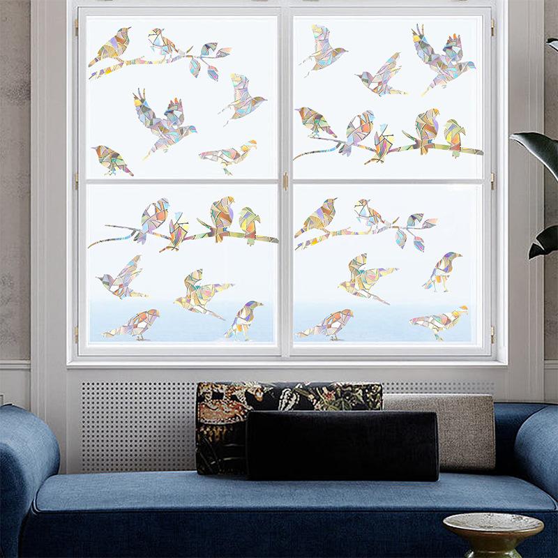 Sunshine Catcher, Colorful Window Stickers, Sun Catcher, Rainbow, Prism, Tree Branches and Birds, Glass Stickers, Anti Collision Window Stickers