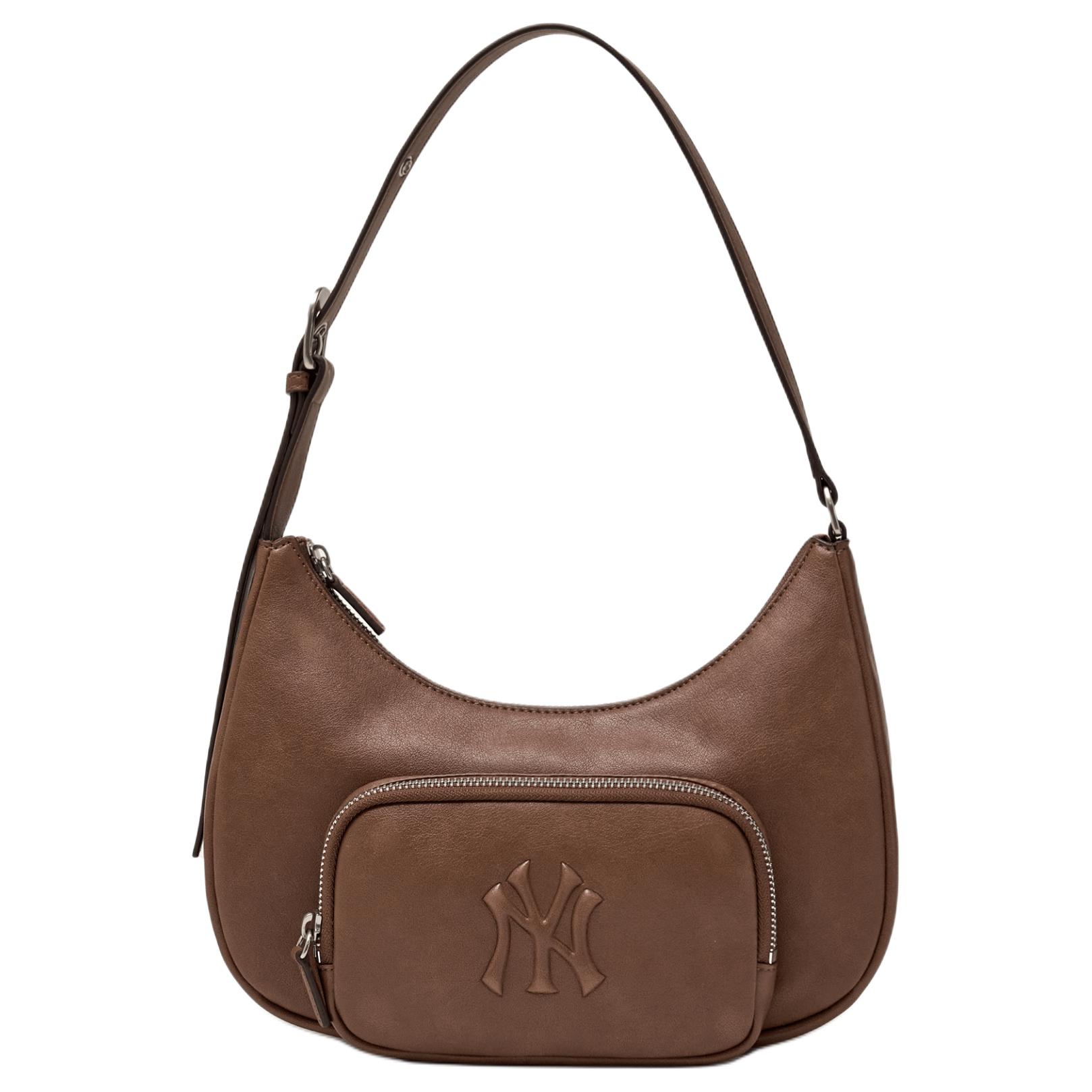 

MLB New York Yankees Basic Retro Logo Synthetic Leather Handbag Women Handbag Brown 3ABQV026N-50BRS Basic Set (Bag)