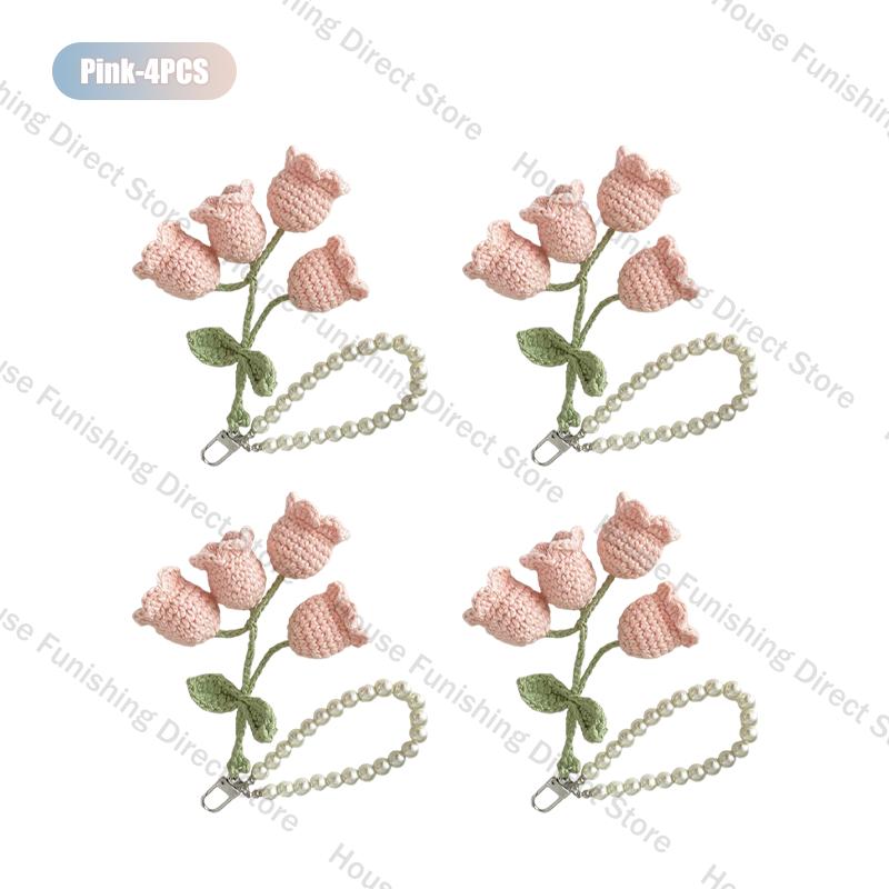 1-10PC Handmade Weaving Bag Pendant Lin Orchid Keyring Love Girl Pearl Chain Keychain Decoration Car Pendant Diy Bag Accessories