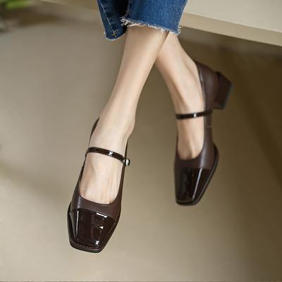 French Mary Jane Shoes Women's 2025 New Spring and Autumn Single Shoes Square Head Thick Heel Temperament High Heels