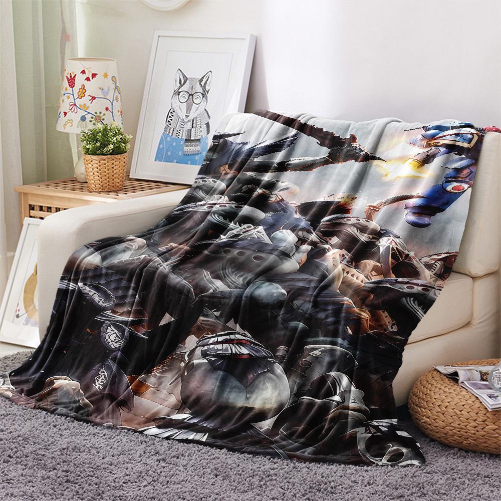 1PC Warhammer 40k Print Flannel Blanket, High Quality Comfortable for All Seasons, Home Decor, Warmth and Comfort, Perfect for Christmas Gifts