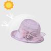 Women's Fashionable Mesh Sun Hat Flower Decoration Portable and Comfortable for Lady, Ideal for Travel