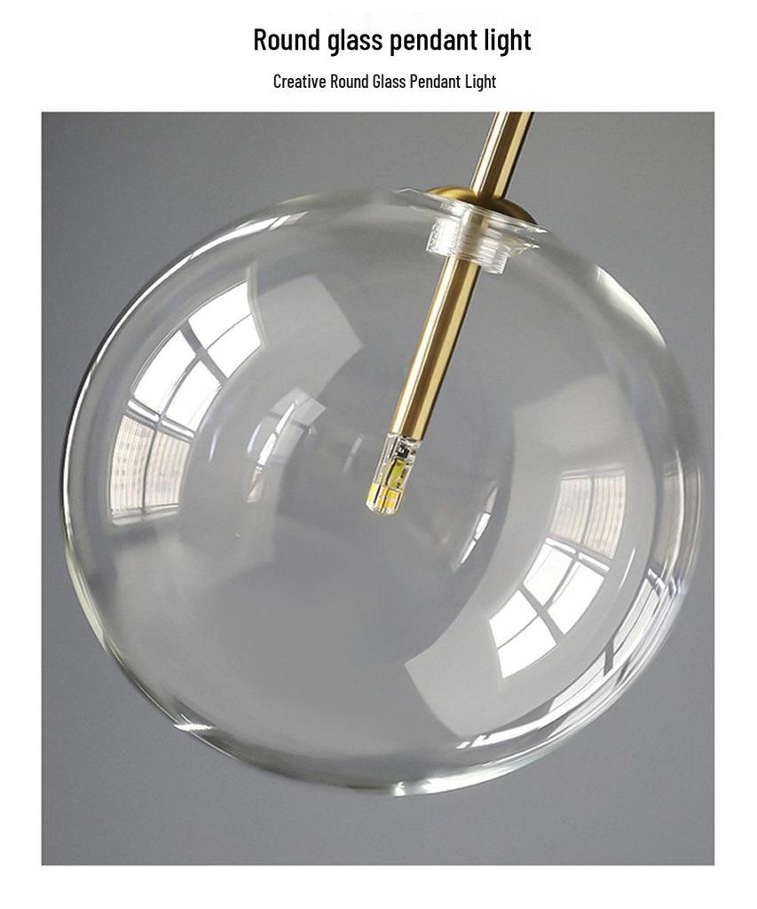 Nordic Minimalist Transparent Glass Ball Pendant Light for Bedroom or Bar