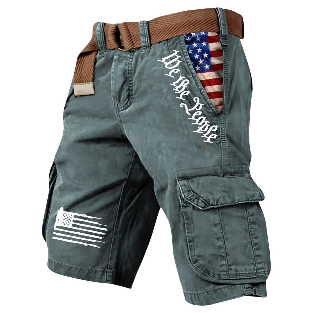 Men's Summer Printed Outdoor Shorts Men's Loose Multi-Pocket Shorts